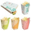 24 Pièces Petites Boîtes de Popcorn, 11,5x7x5cm Sacs de Pop-Corn en Papier Dinosaure Mignon, Cornet Pop Corn, Conteneur de Bo