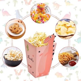24 Pièces Petites Boîtes de Popcorn, 11,5x7x5cm Sacs de Pop-Corn en Papier Dinosaure Mignon, Cornet Pop Corn, Conteneur de Bo
