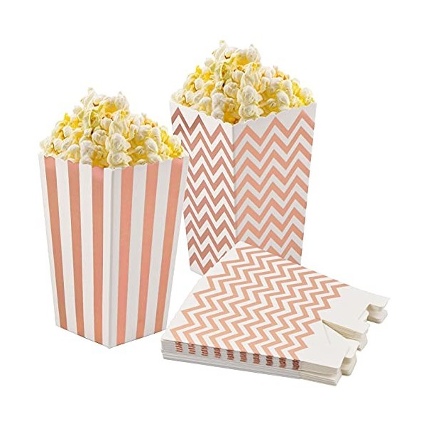 Dokeno 20 Pièces Popcorn Boîtes Rose, Sachet Pop Corn en Papier, Pot Pop Corn Reutilisable, Bonbons Boîtes, Boîtes à Popcorn 