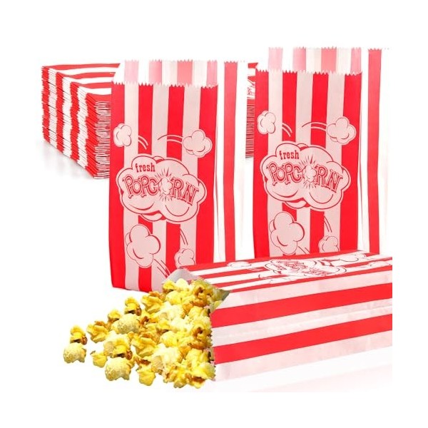 100 Pcs Petites Boite Pop Corn, Sachet Pop Corn, Sac à Pop Corn en Matériau Résistant à lhuile pour Machines à Pop Corn, Boî