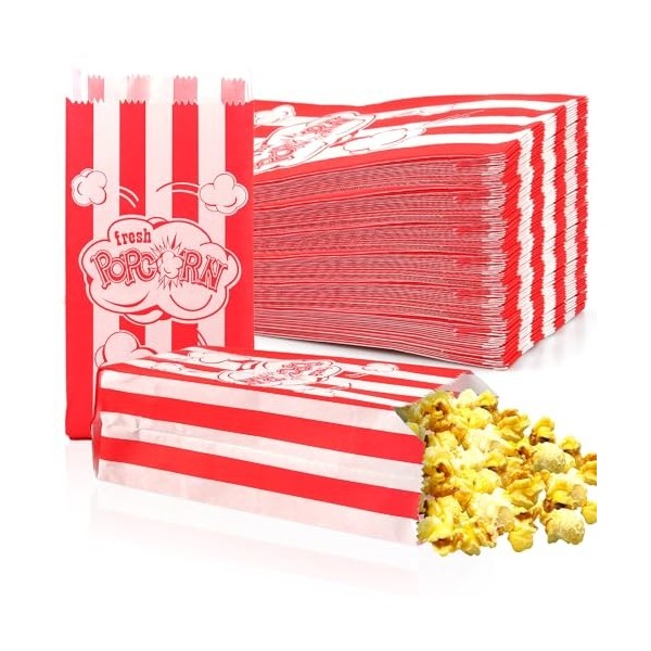200 Pcs Sachet Pop Corn, Petites Popcorn Boîtes 9 x 6 x 21 cm, Cinéma Sac à Pop Corn Oléophobes pour Popcorn Machine, Boîte à