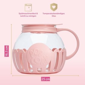 FACKELMANN Paris Hilton - Machine à pop-corn en verre borosilicate et plastique - Parfait pour pop-corn sucré et salé, 165 x 