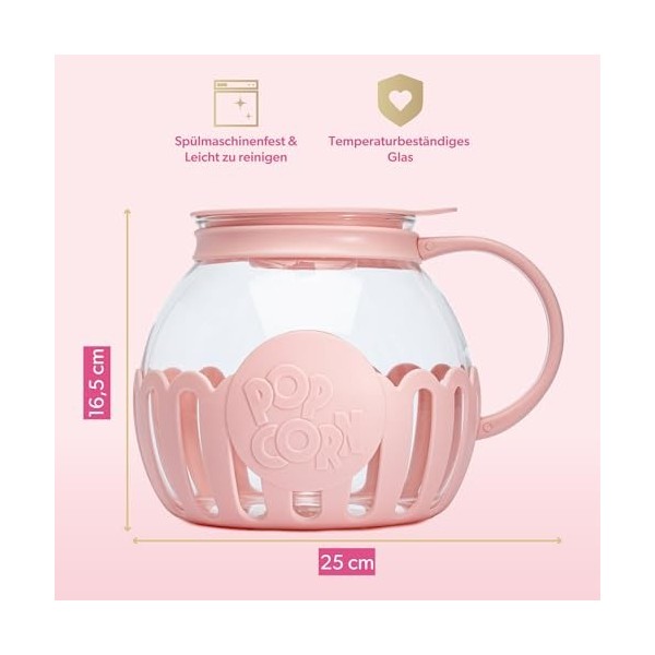 FACKELMANN Paris Hilton - Machine à pop-corn en verre borosilicate et plastique - Parfait pour pop-corn sucré et salé, 165 x 