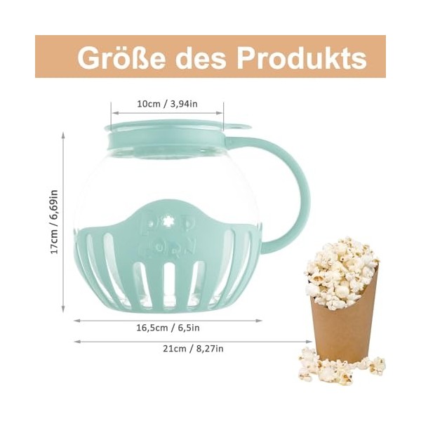 Bol à pop-corn pour micro-ondes, 2,13 l, avec poignée, bol à pop-corn avec couvercle, passe au lave-vaisselle, pour réunions,