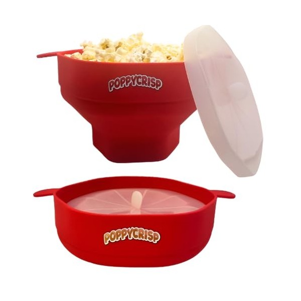 PoppyCrisp - Bol pliable en silicone pour popcorn, popcorn pliable, popcorn silicone, popcorn micro-ondes, popcorn, machine à