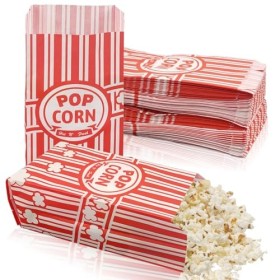 Lot de 100 sacs à popcorn pour fête, sacs en papier pour la nourriture, sacs à pop-corn pour soirée pyjama, sacs à popcorn pr