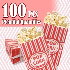 Lot de 100 sacs à popcorn pour fête, sacs en papier pour la nourriture, sacs à pop-corn pour soirée pyjama, sacs à popcorn pr