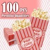 Lot de 100 sacs à popcorn pour fête, sacs en papier pour la nourriture, sacs à pop-corn pour soirée pyjama, sacs à popcorn pr