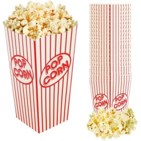 Lot de 10 boîtes à popcorn rouge et blanc – Boîte à popcorn pour soirée cinéma, seau de carnaval, décoration de fête de cirqu