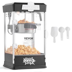 VEVOR Machine à Pop Corn 480 W, Appareil à Pop-corn de Comptoir Électrique, Grand Bol de 113 g pour 5,7 L par Lot, avec Verre