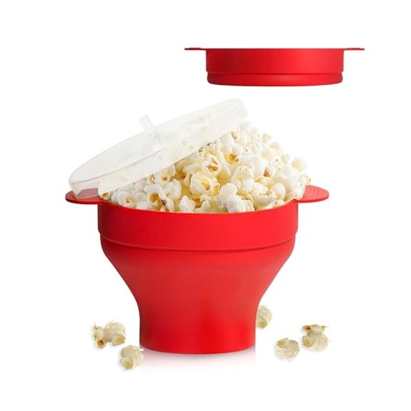 FORYNXHWIN Machine à popcorn pour micro-ondes, bol pliable en silicone de qualité alimentaire avec couvercle, pour les soirée