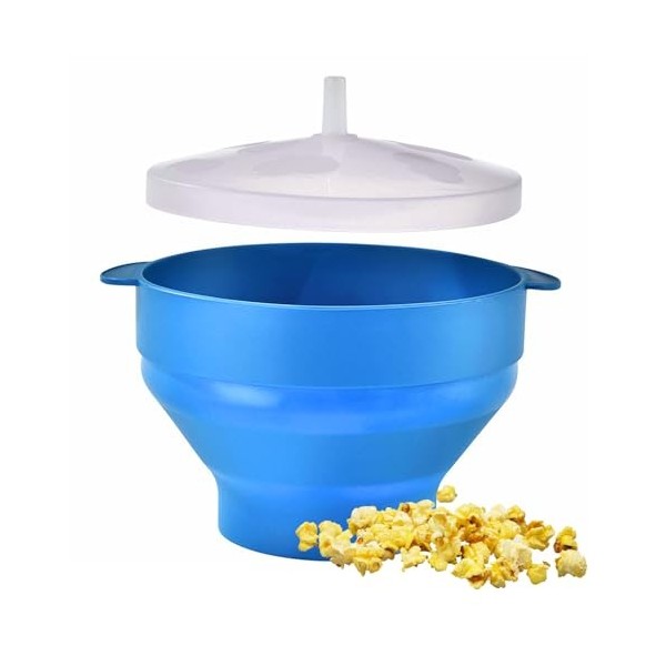 FORYNXHWIN Machine à popcorn pour micro-ondes, bol pliable en silicone de qualité alimentaire avec couvercle, pour les soirée...