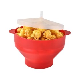 Bol à popcorn pour micro-ondes | Bol à popcorn pliable pour micro-ondes - Bol à popcorn rond en silicone avec couvercle pour 