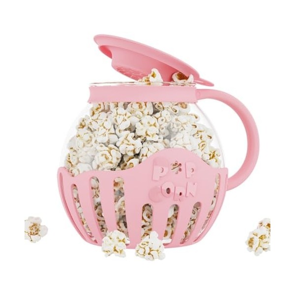 Rancrvy Popcorn Maker Micro-ondes Popcorn corn Air Poppers 2,25 litres Bol à popcorn accessoires de cuisine en borosilicate R