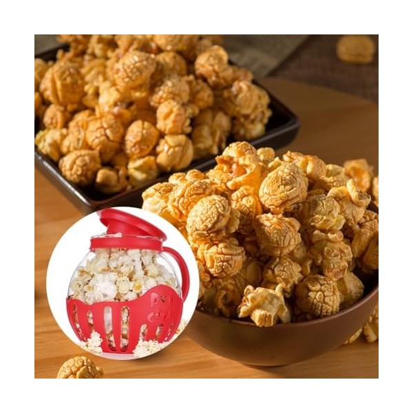Rancrvy Popcorn Maker Micro-ondes Popcorn corn Air Poppers 2,25 litres Bol à popcorn accessoires de cuisine en borosilicate R