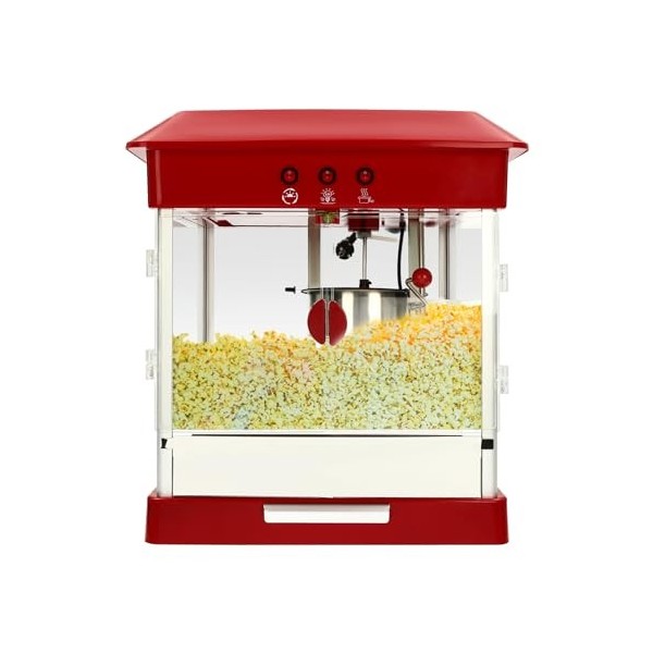 WOQLIBE Machine à pop-corn 800 W - Machine à pop-corn professionnelle avec pot en acier inoxydable - Pour magasins, supermarc