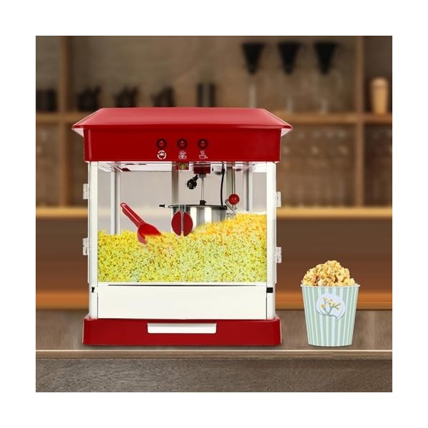 Machine à pop-corn 800 W - Machine à pop-corn professionnelle avec pot en acier inoxydable - Pour magasins, supermarchés, cin