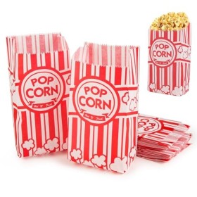 Lot de 100 sacs à popcorn en papier pour popcorn, 21 x 9 cm, accessoires pour soirée cinéma, soirée cinéma, soirée cinéma, an
