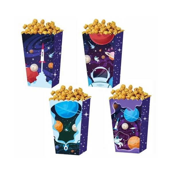 Astronaute Popcorn Boîtes,Boîte à Popcorn 12 PCS Popcorn Conteneurs Partie Carton Bonbon Conteneur Fête Boites Cadeaux pour N