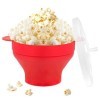 Pop Corn Micro Ondes, Bol à Pop Corn en Silicone Pliable, Bol à Pop Corn en Silicone avec Couvercle, Bol en Silicone pour Mic
