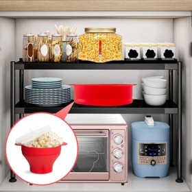 Pop Corn Micro Ondes, Bol à Pop Corn en Silicone Pliable, Bol à Pop Corn en Silicone avec Couvercle, Bol en Silicone pour Mic