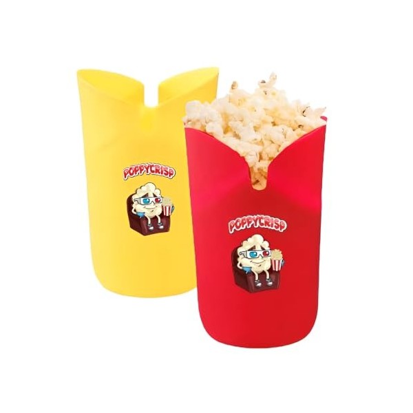 PoppyCrisp Lot de 2 machines à popcorn en silicone pour popcorn, popcorn micro-ondes, machine à popcorn, bol en silicone popc