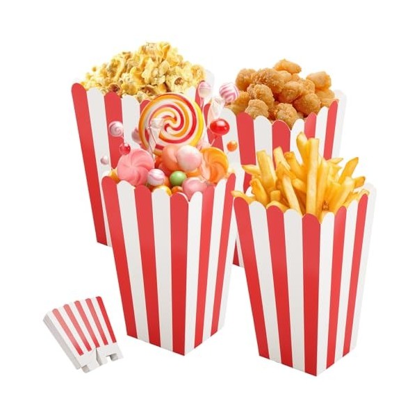 50 Pièces Boite Pop Corn, Sacs à Pop-Cornpop Corn Boite, Compacts et Faciles à Utiliser, Résistants à lEau et à LHuile Gobe