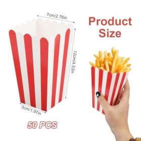 50 Pièces Boite Pop Corn, Sacs à Pop-Cornpop Corn Boite, Compacts et Faciles à Utiliser, Résistants à lEau et à LHuile Gobe