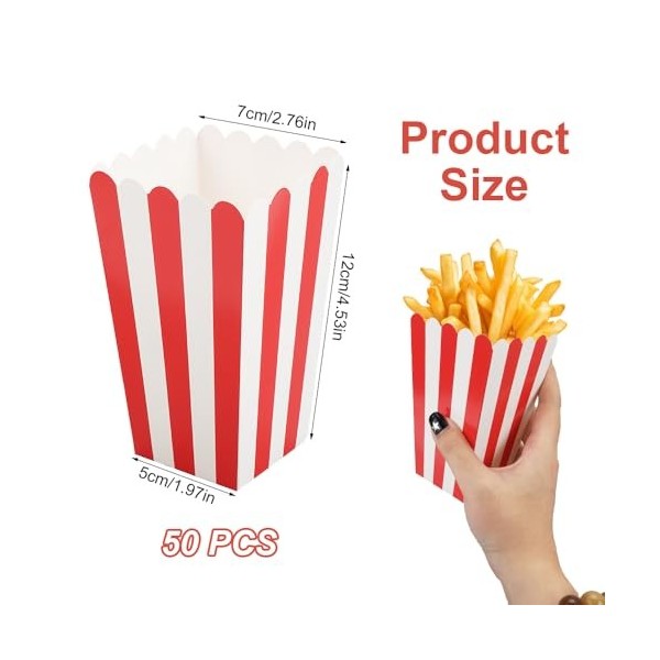 50 Pièces Boite Pop Corn, Sacs à Pop-Cornpop Corn Boite, Compacts et Faciles à Utiliser, Résistants à lEau et à LHuile Gobe