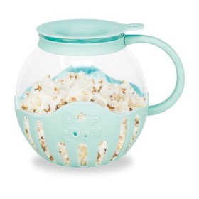 JOCCA - Machine à pop-corn en verre 2,2 L pour micro-ondes | Support à beurre en silicone | Sain et sans huile | Passe au lav