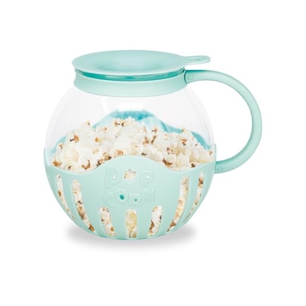 JOCCA - Machine à pop-corn en verre 2,2 L pour micro-ondes | Support à beurre en silicone | Sain et sans huile | Passe au lav