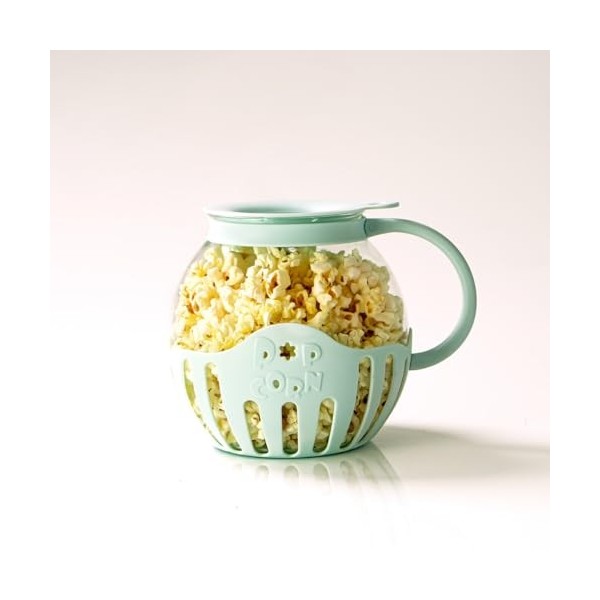 JOCCA - Machine à pop-corn en verre 2,2 L pour micro-ondes | Support à beurre en silicone | Sain et sans huile | Passe au lav