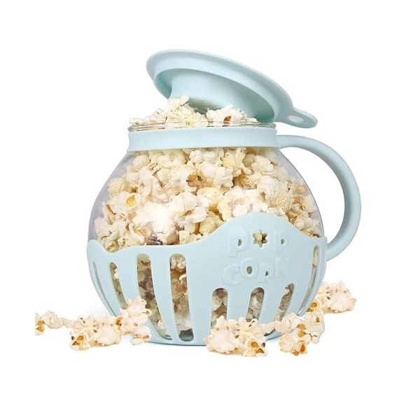 thirei Machine à popcorn pour micro-ondes, 2,13 l, passe au lave-vaisselle, pour rassemblements, fêtes, pique-niques, bleu
