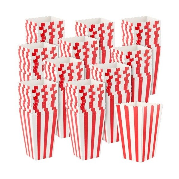 ZEONHEI Lot de 100 petits sacs à popcorn en carton à rayures pour fêtes, anniversaires, mariages, cinéma