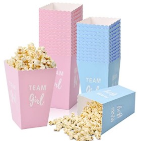 Lot de 50 petites boîtes à popcorn en carton pour popcorn - Rose et bleu - 11,5 x 7 x 5 cm - Pour fête denfants, anniversair