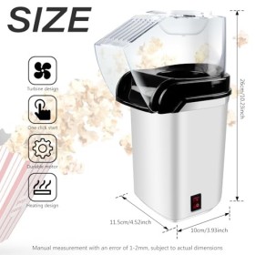 Machine A Pop Corn, Mini Machine À Pop-Corn, Machine À Popcorn Électrique, 1200W Air Chaud Sans Gras Huile Popcorn Maker, Fon
