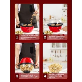 FOHERE Machine à Pop Corn, Machine a Pop Corn 3,5 L Pour la Maison, Popcorn Machine électrique Avec Sucre et Huile, Revêtemen