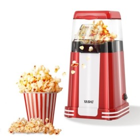 YASHE Machine à pop-corn rétro, 1200 W Machine à pop-corn à air chaud avec gobelet doseur, à bouton unique, sans huile, Parfa