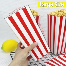 YankMooM Lot de 15 grandes boîtes à popcorn - 9,5 x 19,8 cm - Rayées rouges et blanches - Boîtes à popcorn en papier - Boîtes