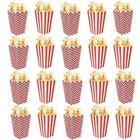 Lot de 20 boîtes à popcorn réutilisables pour films, fêtes, bonbons, enfants, cadeaux, anniversaires, mariages