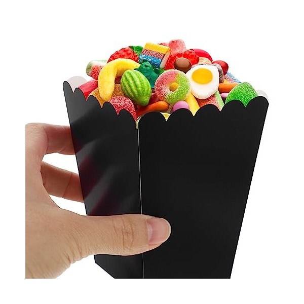Lurrose Lot de 50 mini boîtes à popcorn jetables en papier pour cinéma, cinéma, cinéma, pop-corn, seau, sulfurisé, biscuits, 