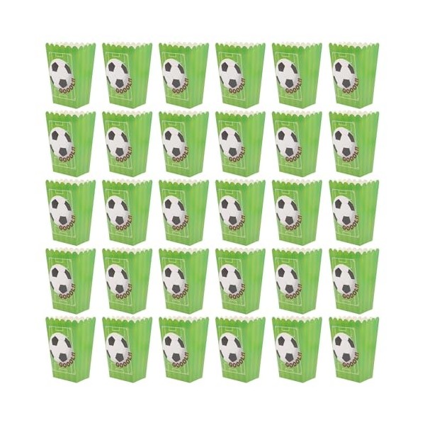 UPKOCH Lot de 30 boîtes à popcorn - Sac en papier vert - Jetables - Ballon de football vert - Sac demballage pour frites