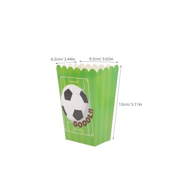 UPKOCH Lot de 30 boîtes à popcorn - Sac en papier vert - Jetables - Ballon de football vert - Sac demballage pour frites