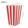 MAHIONG Lot de 120 petites boîtes à popcorn en papier à rayures rouges et blanches, boîtes à popcorn classiques pour fête, so