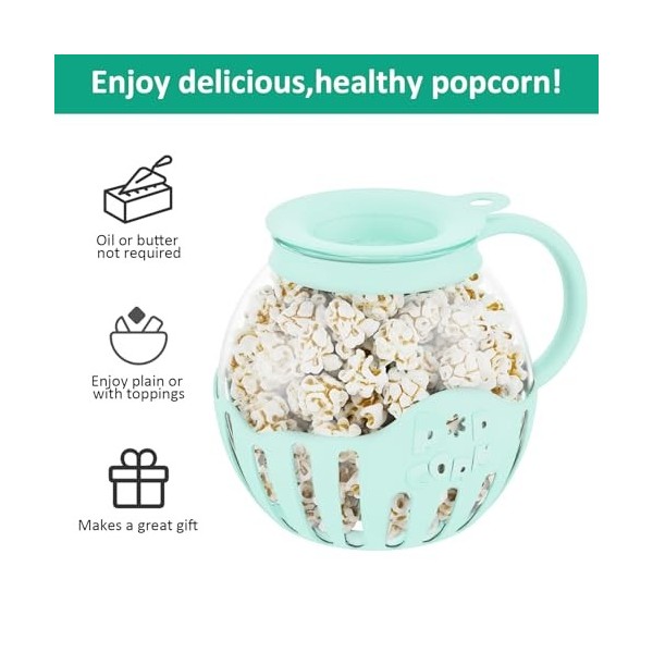 Machine à pop-corn - Pichet à pop-corn - Passe au micro-ondes - Avec couvercle - 2,25 l - Verre borosilicate - Passe au lave-