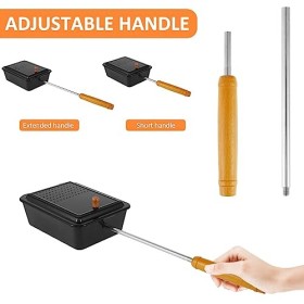 Popcorn Popper Pot à popcorn anti-adhésif avec longue poignée amovible en fer pour cuisine, camping, fête