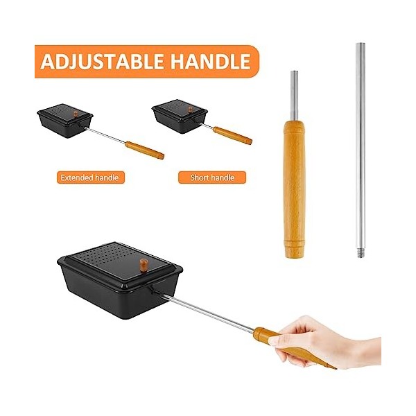 Popcorn Popper Pot à popcorn anti-adhésif avec longue poignée amovible en fer pour cuisine, camping, fête