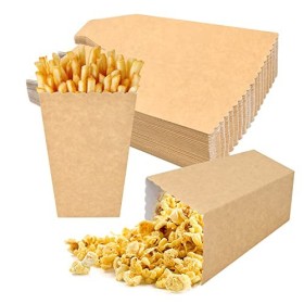 Lot de 50 boîtes à popcorn réutilisables en papier kraft, 3 tailles différentes pour théâtre, carnaval, anniversaire, mariage