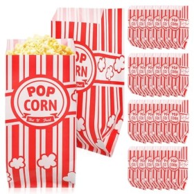PartyKindom Lot de 100 sacs à popcorn pour fête, soirée cinéma, frites, biscuits, aliments individuels, sacs à déjeuner, à em
