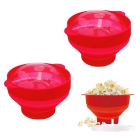 Tomedeks 2 Pièces Pop Corn Micro Ondes, Bol À Pop-Corn en Silicone pour Micro-Ondes avec Couvercle, Pliable Machine À Popcorn